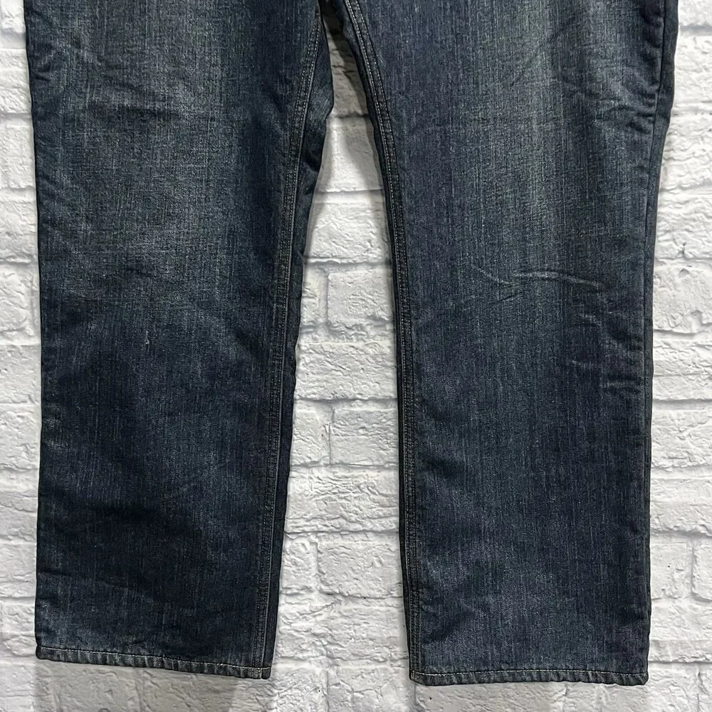Carhartt Men Straight Relaxed Fleece Lined Denim Dark Blue Wash Jeans Size 42X30